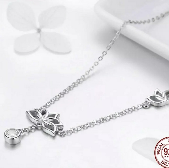Solid 925 Lotus Beautiful Necklace - Picture 4 of 10